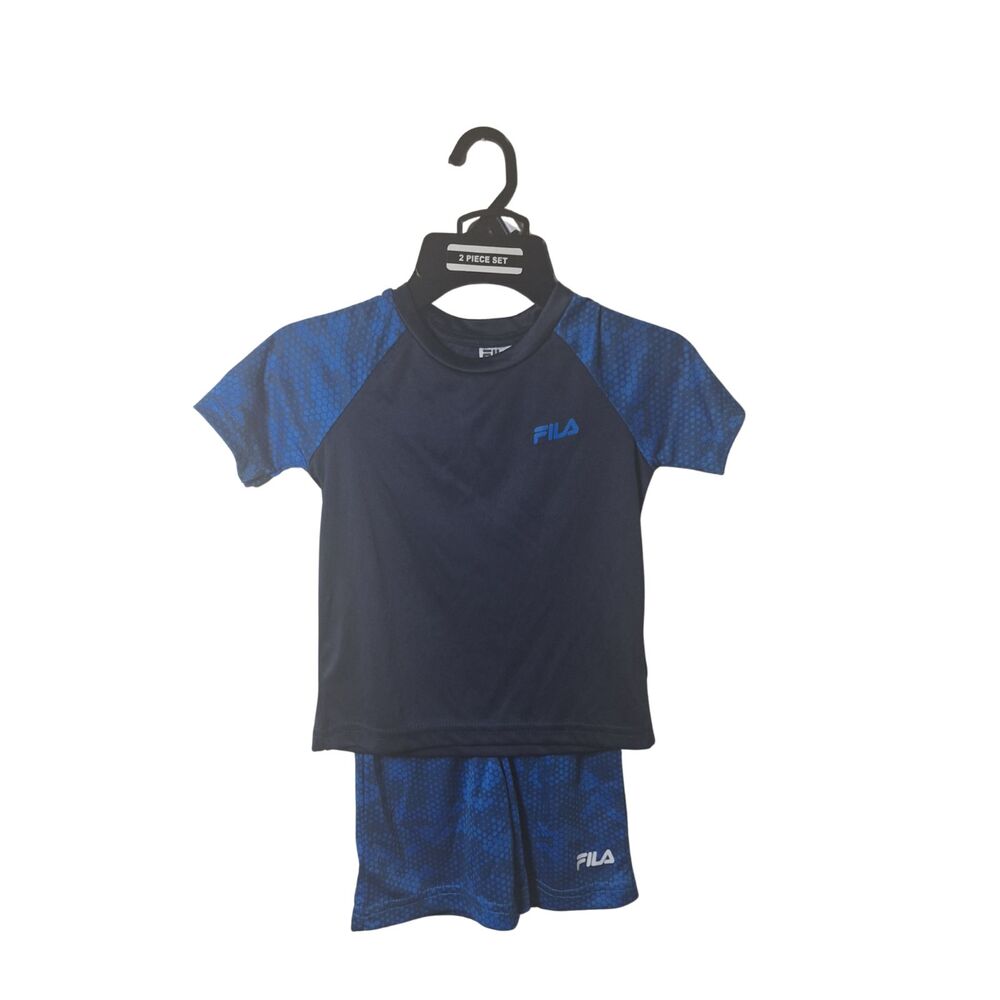 NWOT Fila Toddler Boys 2-Piece Outfit Shirt & Shorts Set Size 3T Navy Blue